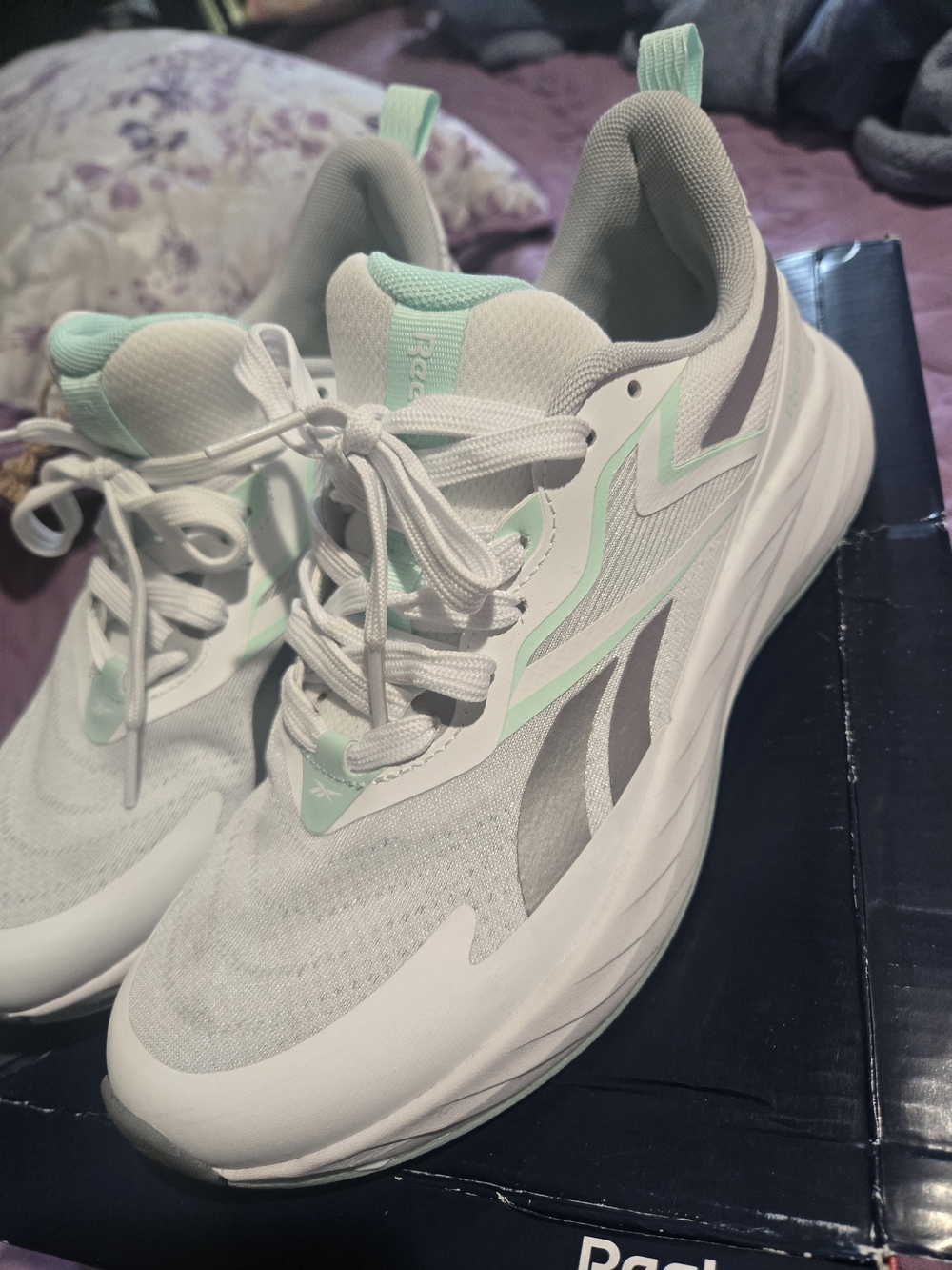 Reebok Women's White & Mint Running Sneakers